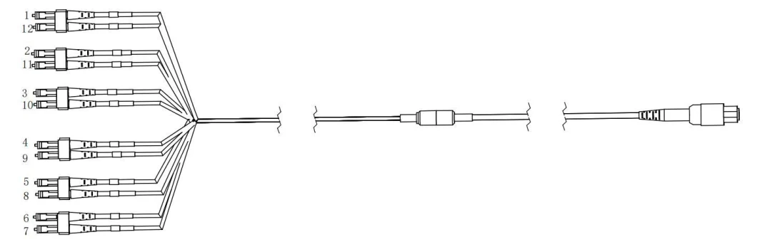 MPO Fanout 6LC Duplex Multi Mode Fiber Optic Patchcord